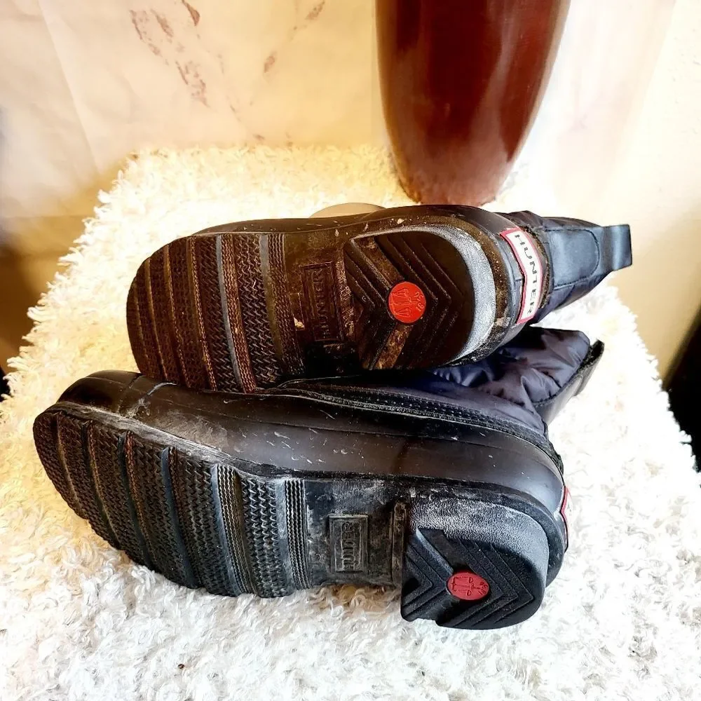 Hunter black quilted shaft winter boots